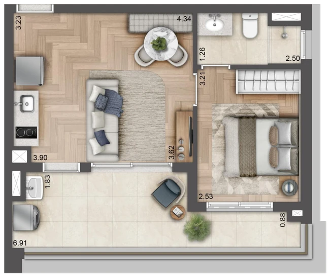 Planta 43 m² — Final 14A